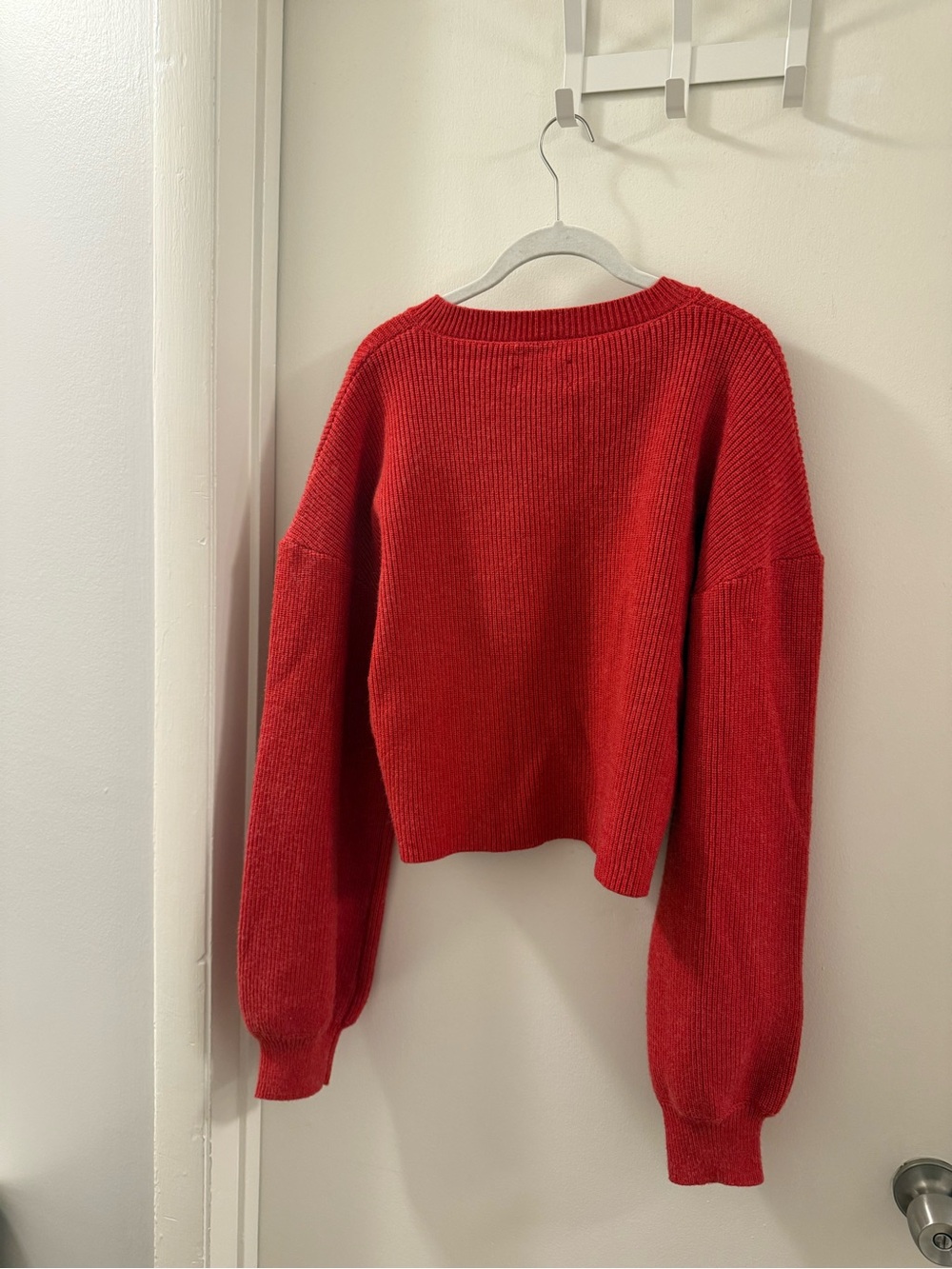 Peppermayo Red Ribbed Button-Up Cropped Cardigan - Picture 4 of 5
